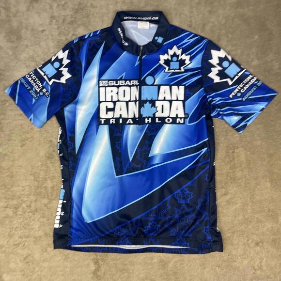 Ironman Canada Cycling Jersey Mens Large Blue Triathlon Bike Shirt Sugoi - Picture 1 of 9